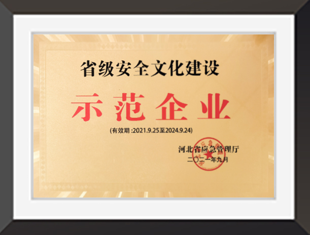 省級(jí)安全文化建設(shè)示范企業(yè)